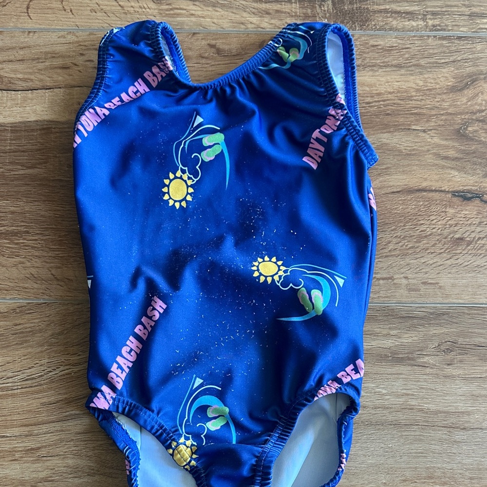 Blue Kids daytona leotard with Sunflower Design